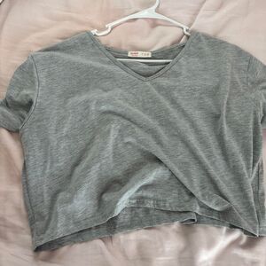 VNeck Women's Grey Crop-top